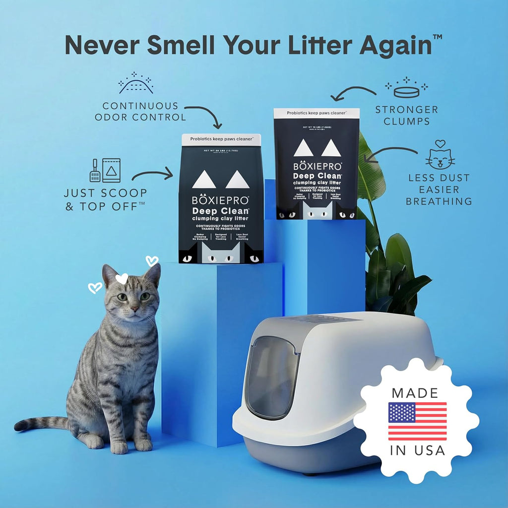 Boxie Probiotic Cat Litter, 40 Day Odor Control, Clumping Clay Kitty Litter, Odor Eliminating Probiotics, Dust-Free, No Fragrances No Fillers, 16 lb