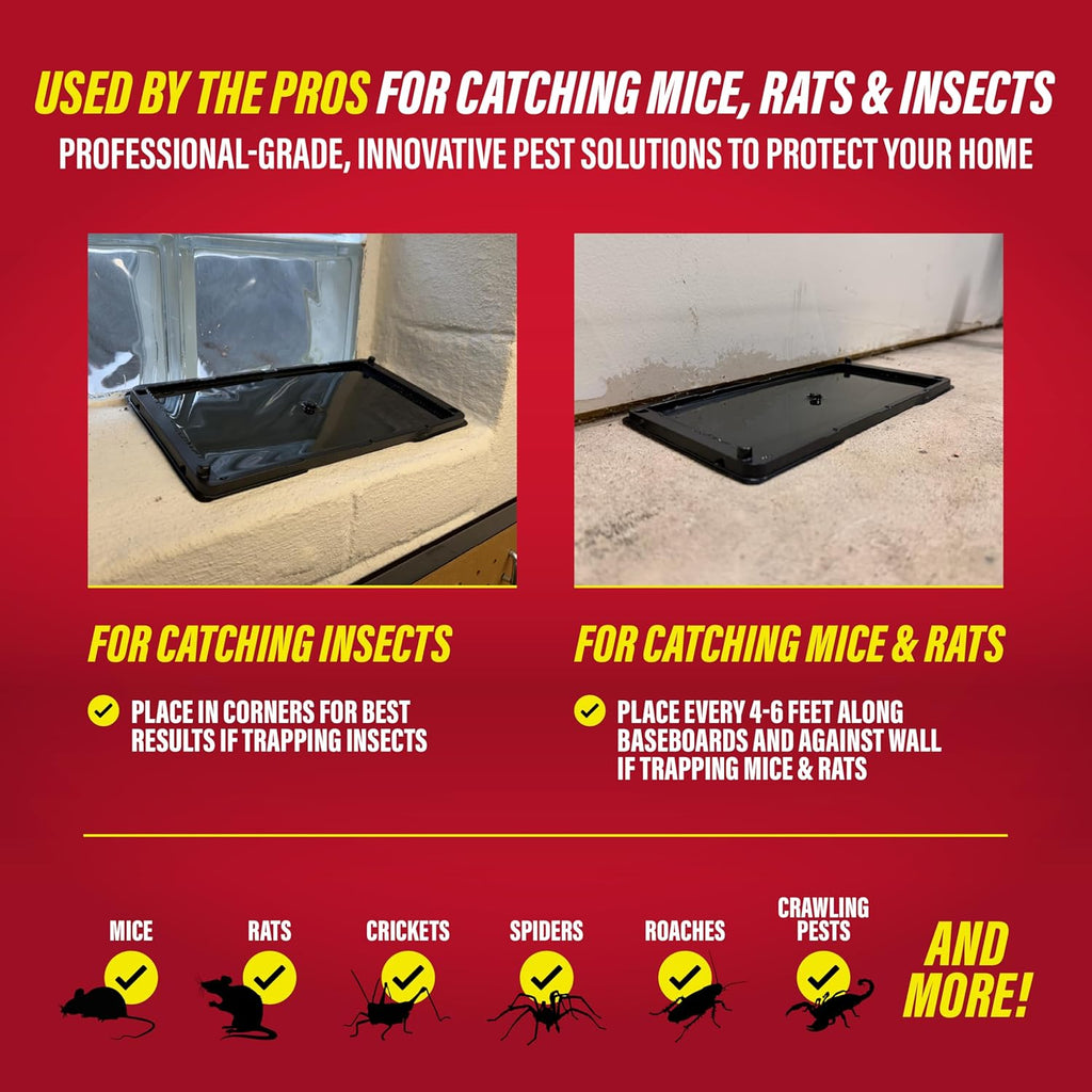 Catchmaster Rat, Snake and Mouse Traps 10Pk, Large Bulk Glue Rat Traps for Home, Adhesive Plastic Tray for Inside House, Snake, Mice, & Spider Catcher, Pest Control for House & Garage