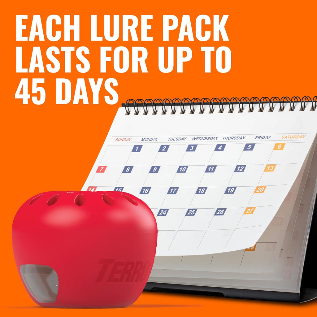 TERRO Fruit Fly Traps for Indoors (4 Pack) + 180 Days of Lure Supply - T2503SR - Lure and Kill Indoor Fruit Flies Near Fruit, Trash Cans, Countertops - Ready to Use Trap - 180 Day Supply