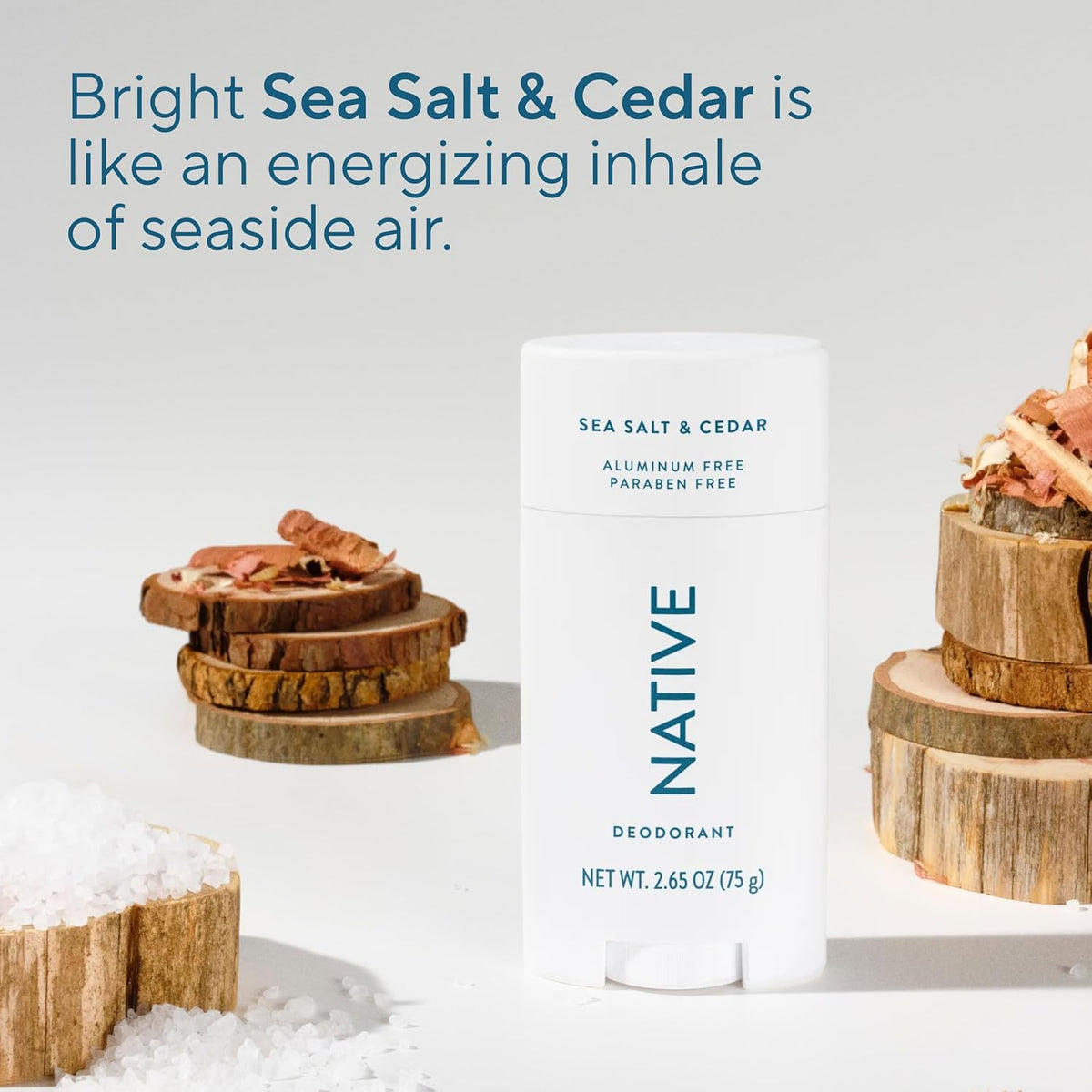 Native Deodorant Contains Naturally Derived Ingredients, 72 Hour Odor Control, Deodorant for Women and Men, Aluminum Free, Sea Salt & Cedar 2.65oz