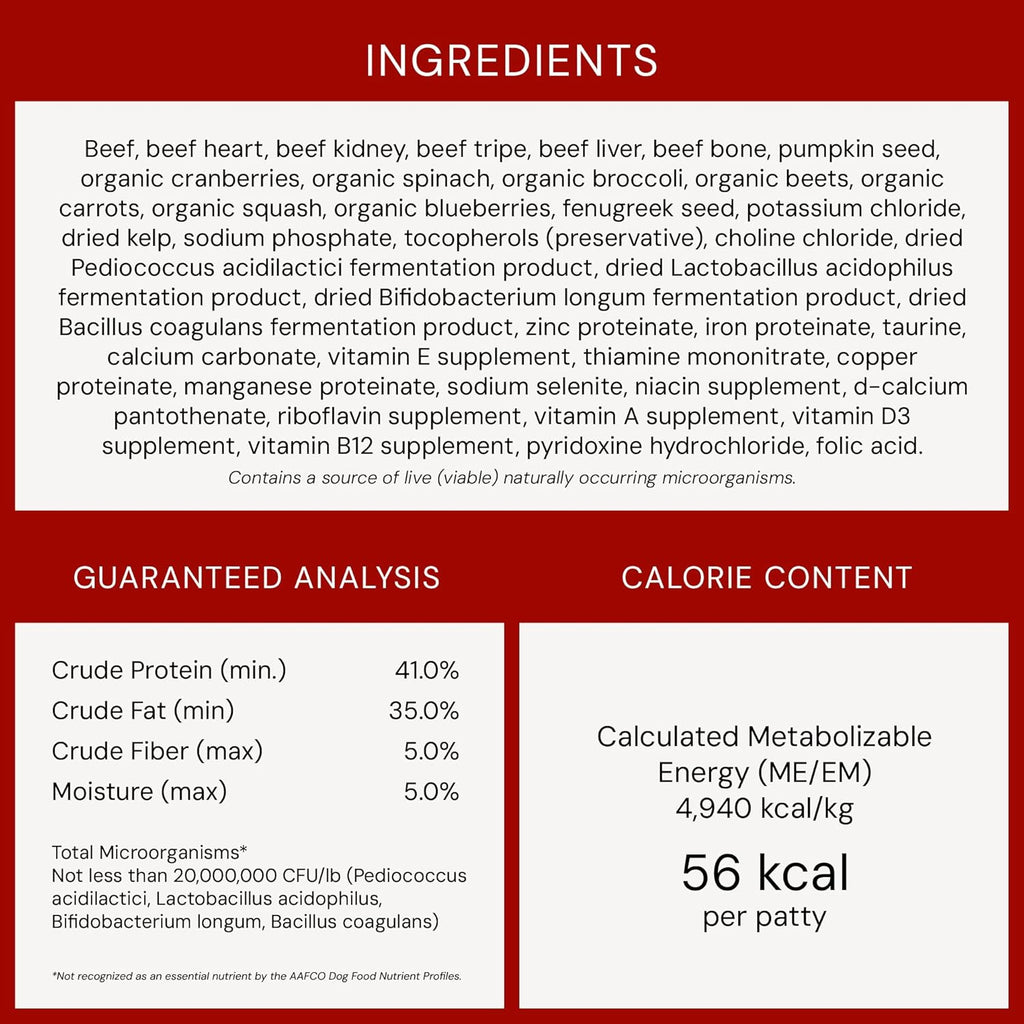 Stella & Chewy's Freeze-Dried Raw Dinner Patties - Beef Recipe - High Protein Grain-Free Puppy & Dog Food - Perfect For Picky Eaters - 25 oz