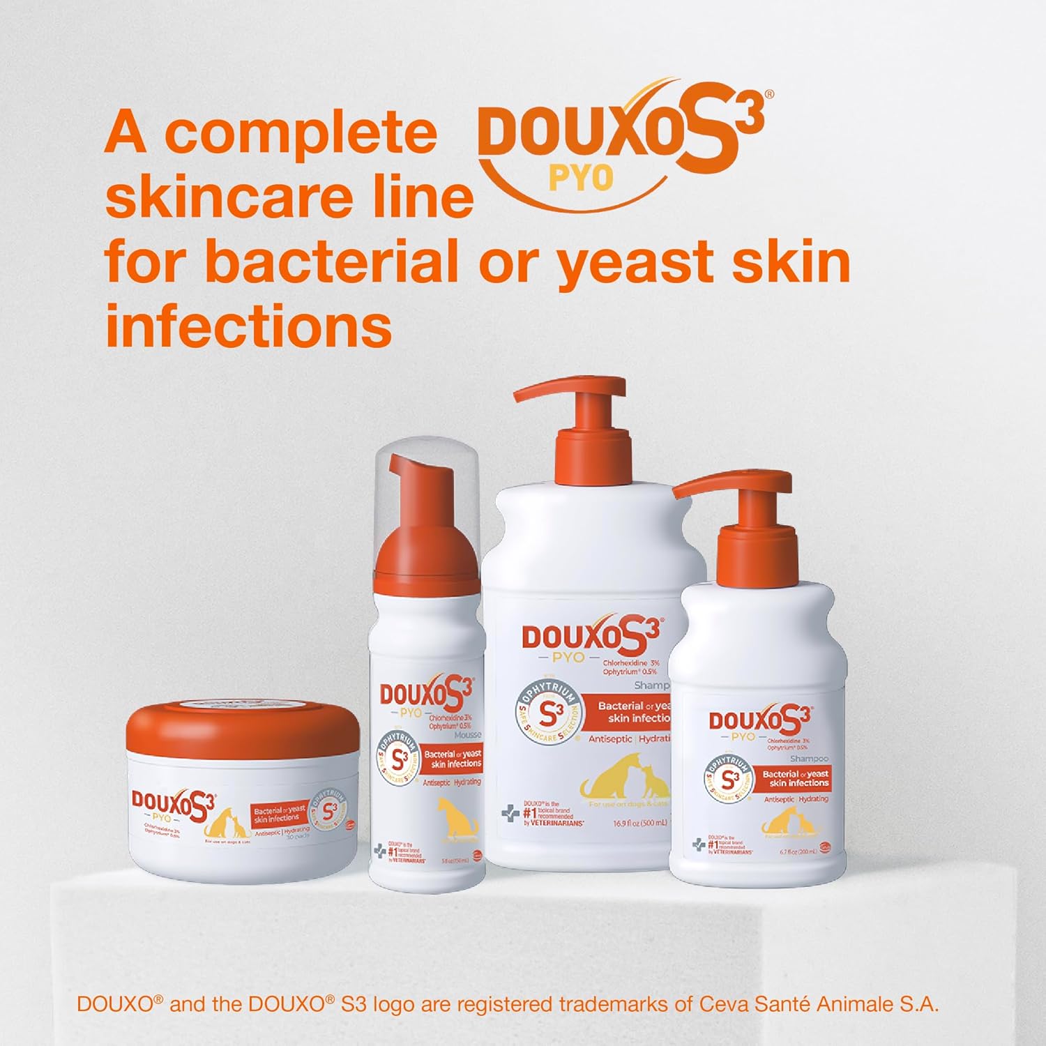 Douxo S3 Pyo Pads, Contains 3% Chlorhexidine & 0.5% Ophytrium, Antiseptic & Hydrating, For Bacterial or Yeast Skin Infections, For Dogs and Cats, 30 Pads