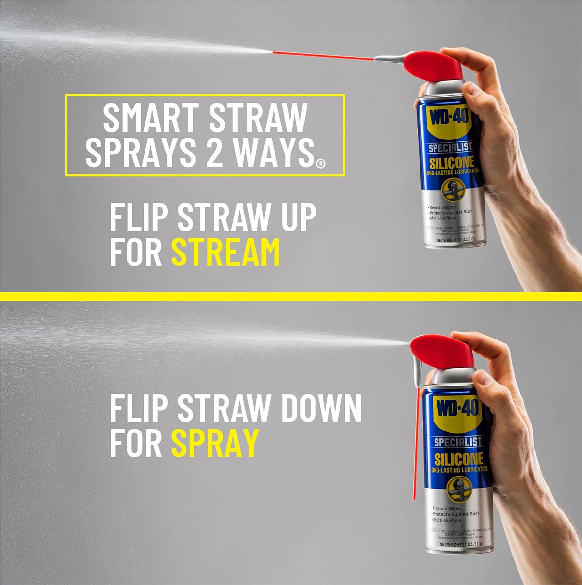 WD-40 Specialist Silicone Lubricant with SMART STRAW SPRAYS 2 WAYS, 11 OZ