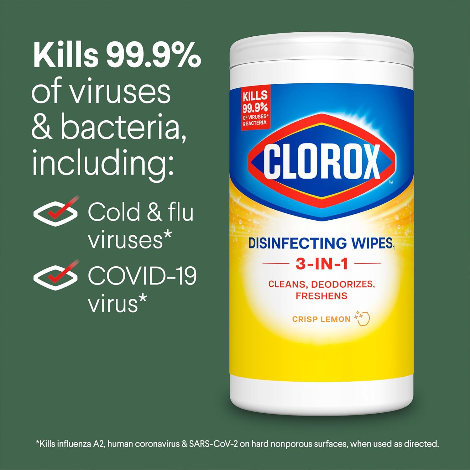 Clorox Disinfecting Cleaning Wipes for Spring Cleaning & Allergy Season, Bleach Free, Fresh Scent and Crisp Lemon, 75 Count Each, Pack of 3