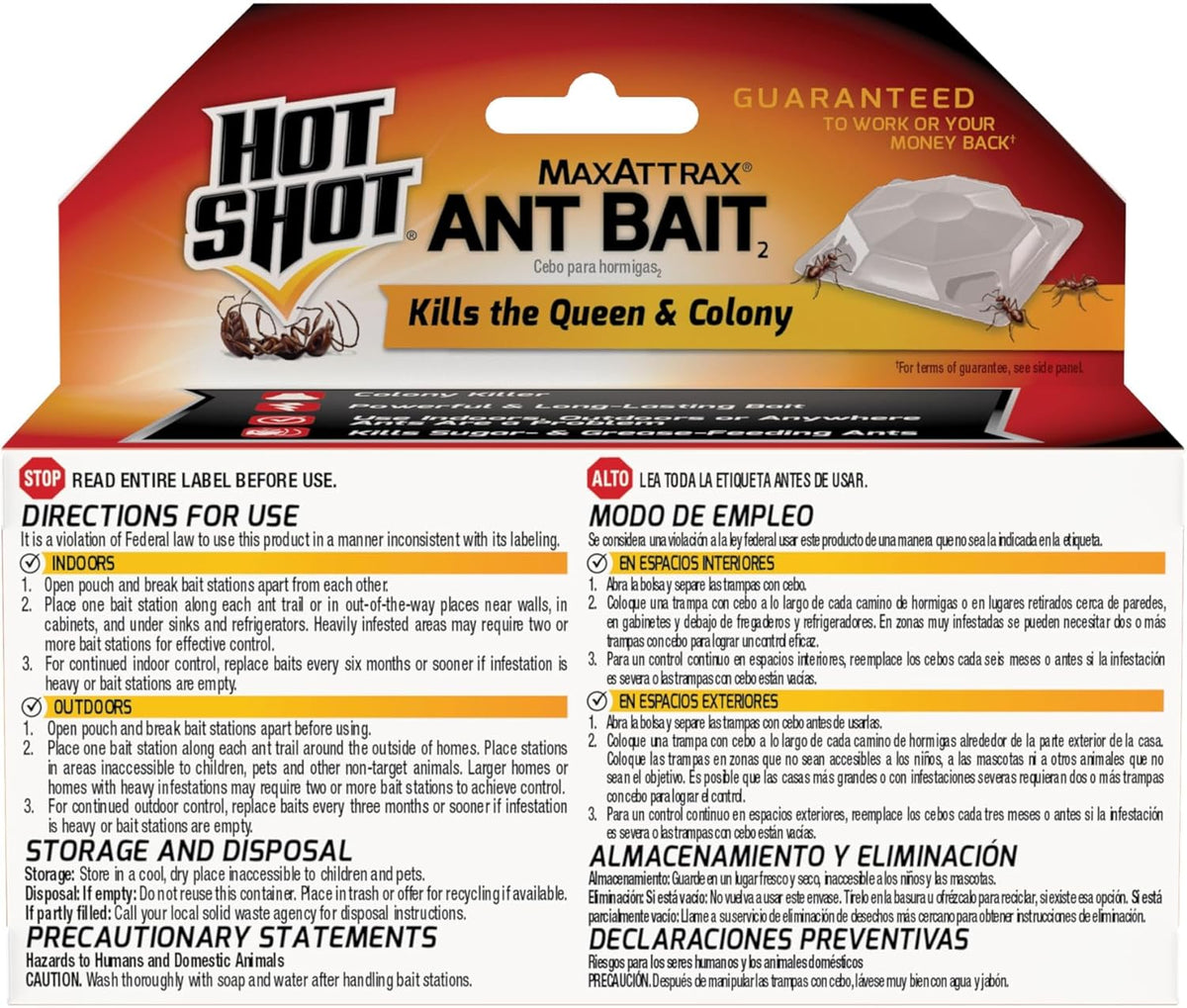 Hot Shot MaxAttrax Ant Bait 8 Count, Child-Resistant Bait Stations