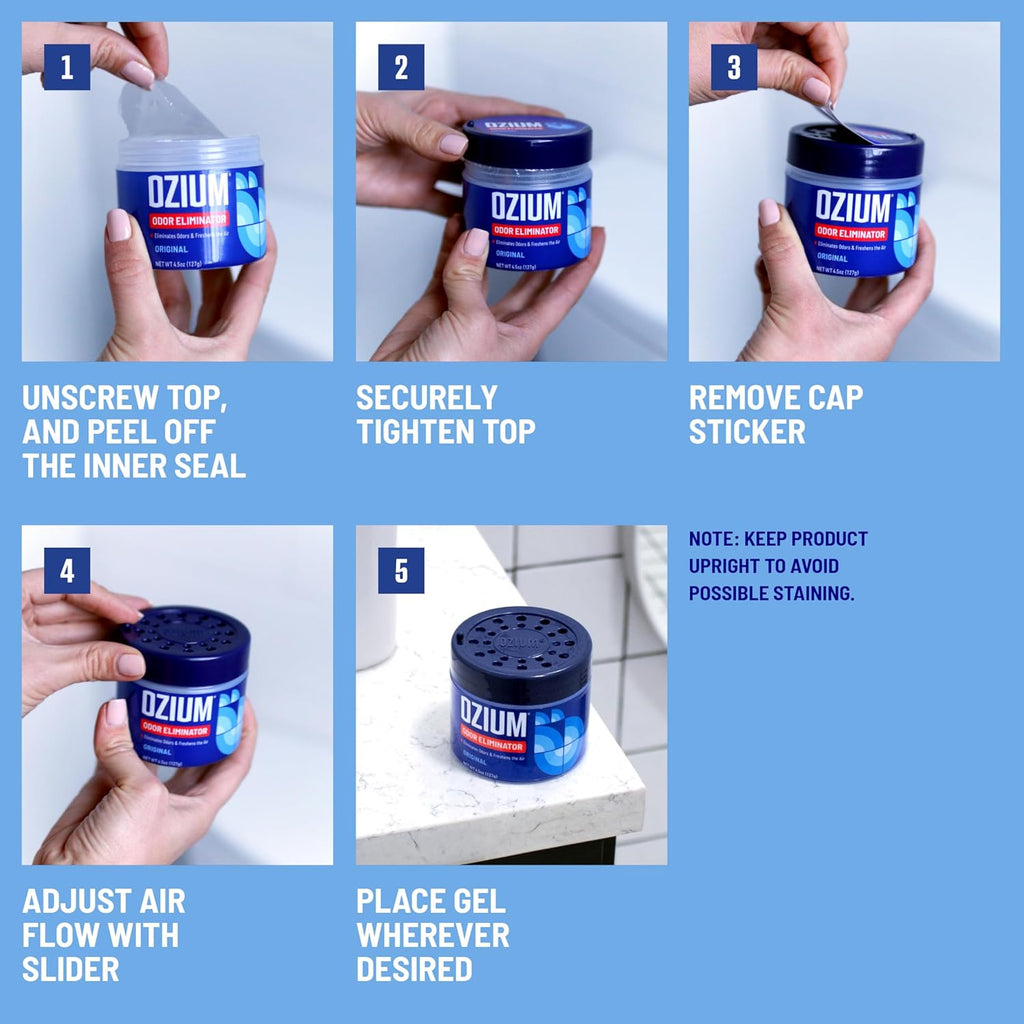 Ozium 4.5 Oz. Odor Eliminating Gel for Homes, Cars, Offices and More, Original, 4 Pack