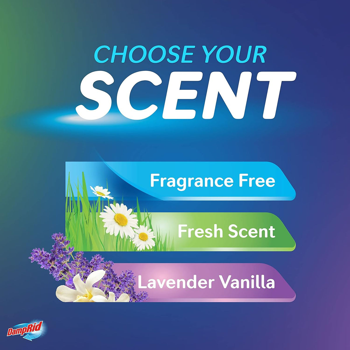 DampRid Lavender Vanilla Hanging Moisture Absorber, 16 oz., 3 Pack - Eliminates Musty Odors for Fresher, Cleaner Air, Ideal Moisture Absorbers for Closet, Blue, Small