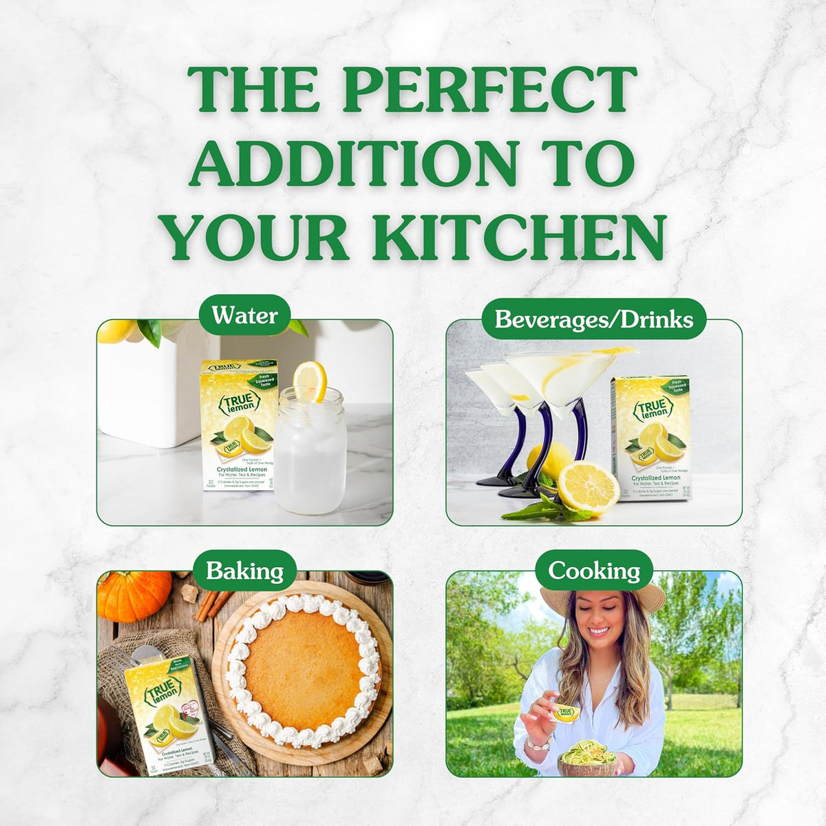 True Lemon 100ct (Pack of 1) - Water Enhancer - Bulk Dispenser - 0 Calorie Drink Mix Packets For Water - Sugar Free Lemon Flavoring Powder Packets