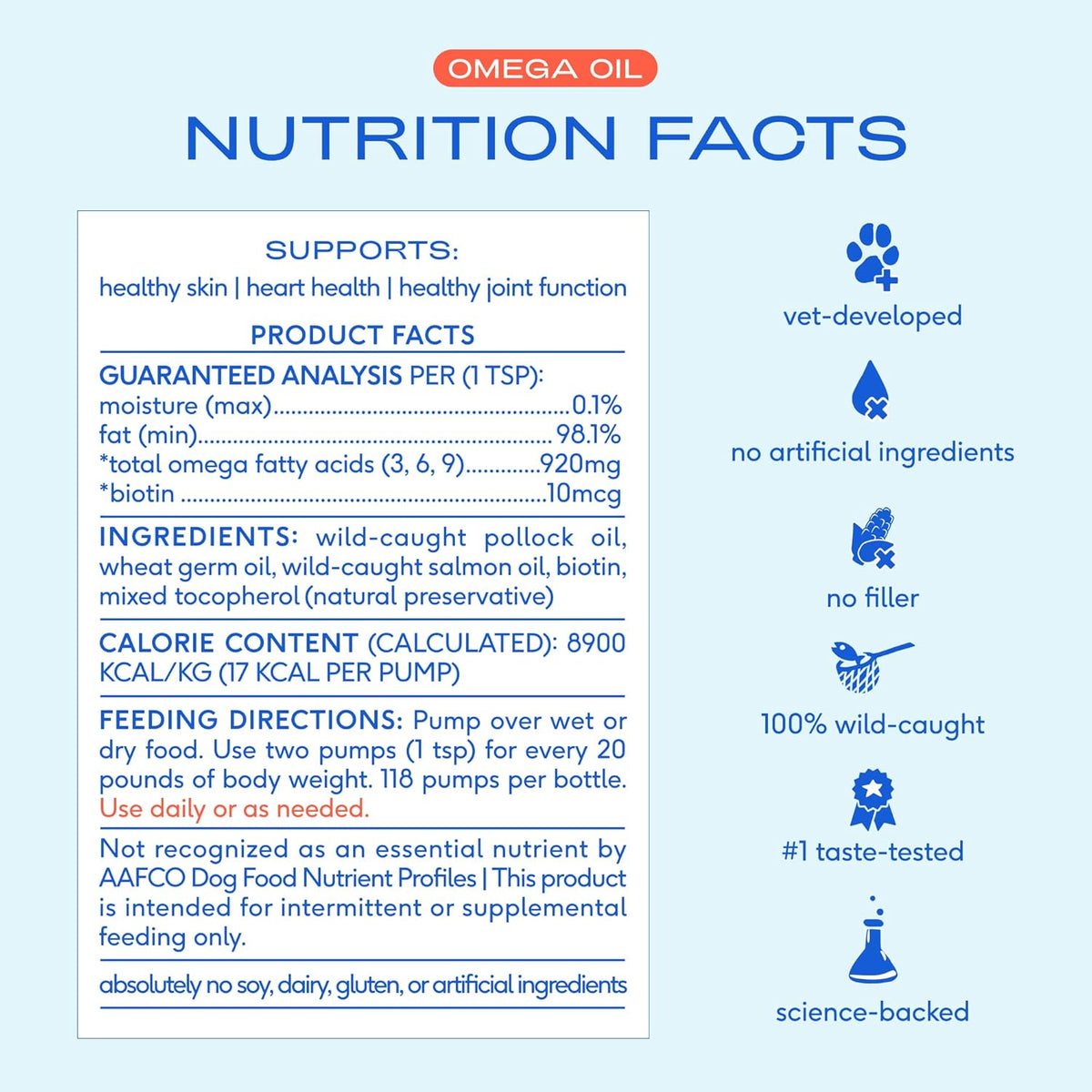Native Pet Omega 3 Fish Oil for Dogs & Cats – Wild Alaskan Salmon Oil for Dogs Skin and Coat, Supports Joints, Heart & Shedding – Fast-Absorbing Omega 3 6 9 Liquid Supplement – 8oz