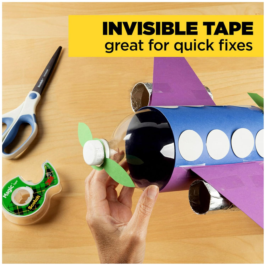 Scotch Magic Tape, 3 Dispensered Rolls, Numerous Applications, Invisible, Clear Tape Engineered for Repairing, 3/4 x 300 Inches