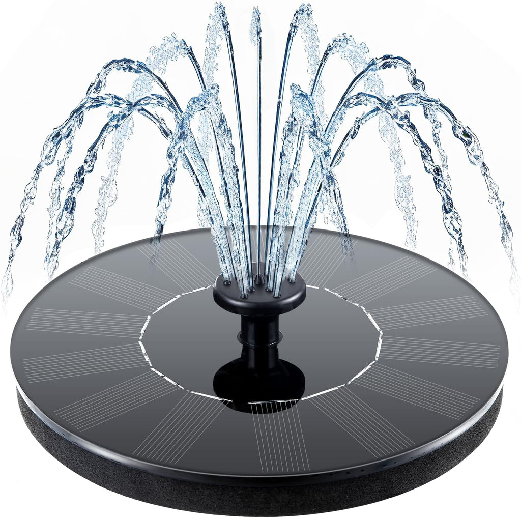 Mademax Solar Bird Bath Fountains, Upgrade 1.4W Solar Fountain Pump with 6 Nozzles, Free Standing Floating Solar Powered Water Fountain Pump for Bird Bath, Garden, Pond, Pool, Outdoor
