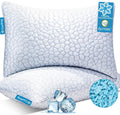 QUTOOL Cooling Pillow for Sleeping, CertiPUR-US Shredded Memory Foam Queen Pillows Set of 2, Cool Pillow for Hot Sleepers Adjustable Firm Pillow for Side, Back, Stomach Sleepers Soft Yet Support,White