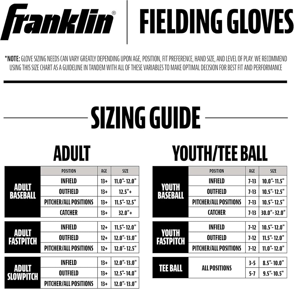Franklin Sports Field Master Baseball + Softball Glove - Field Master Adult + Youth Baseball + Softball Mitt - Men's + Women's Gloves - Right Hand Throw