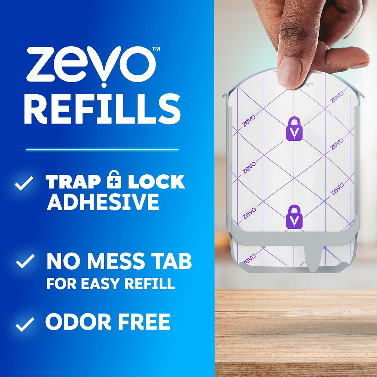 Zevo Flying Insect Trap Official Refill Cartridges - Fits Both Zevo Trap & MAX Indoor Fly Trap - Authentic Trap+Lock Technology to Catch Gnats, House & Fruit Flies (4 Official Refill Cartridges)