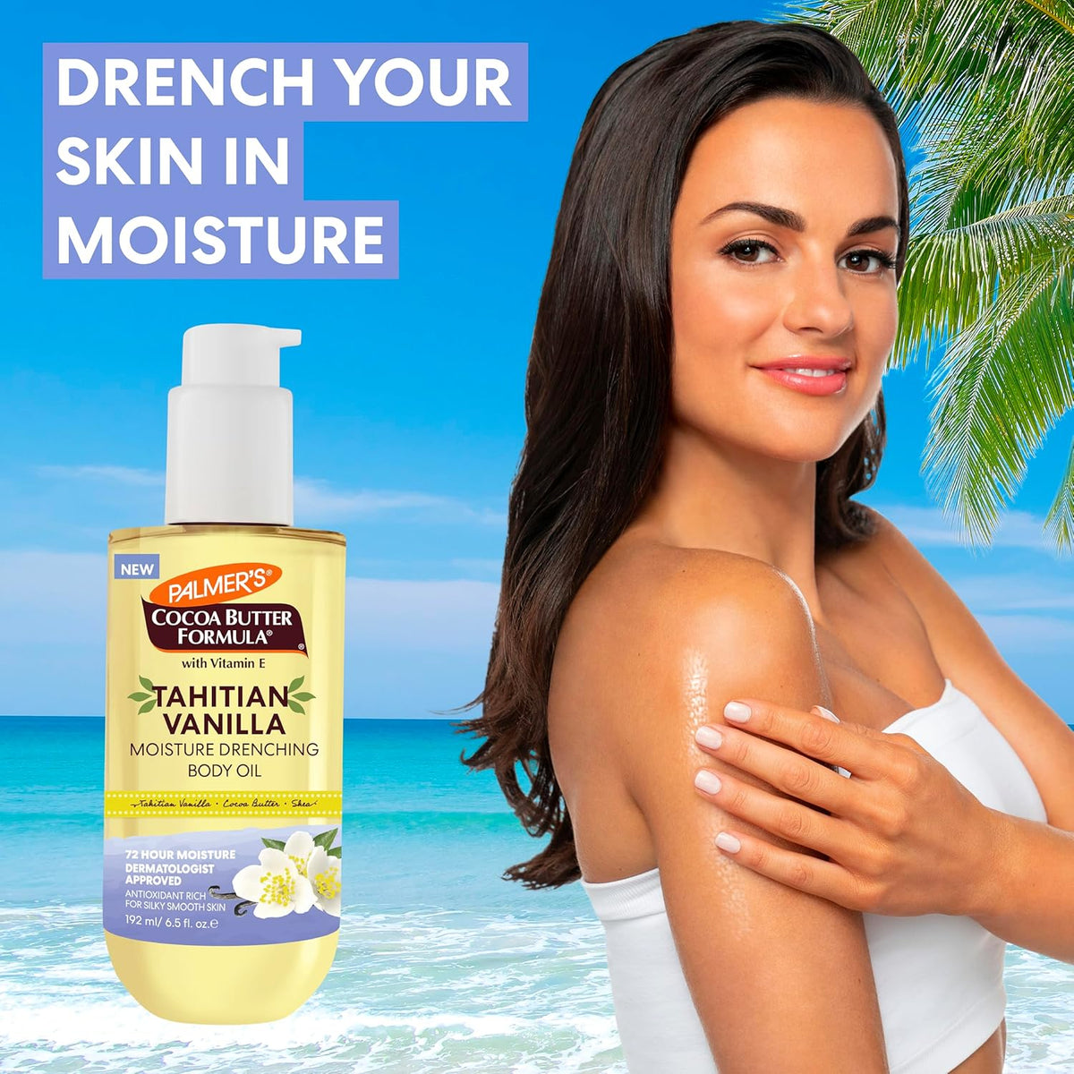 Palmer's Cocoa Butter Formula Body Oil, Moisture Drenching Tahitian Vanilla, 6.5 Oz, 72Hr Hydration with Shea Butter & Vitamin E for Softer Skin, Protects & Soothes Dryness, Dermatologist Approved