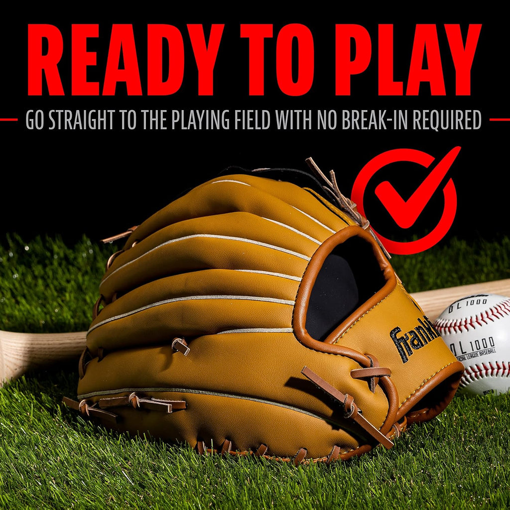 Franklin Sports Field Master Baseball + Softball Glove - Field Master Adult + Youth Baseball + Softball Mitt - Men's + Women's Gloves - Right Hand Throw