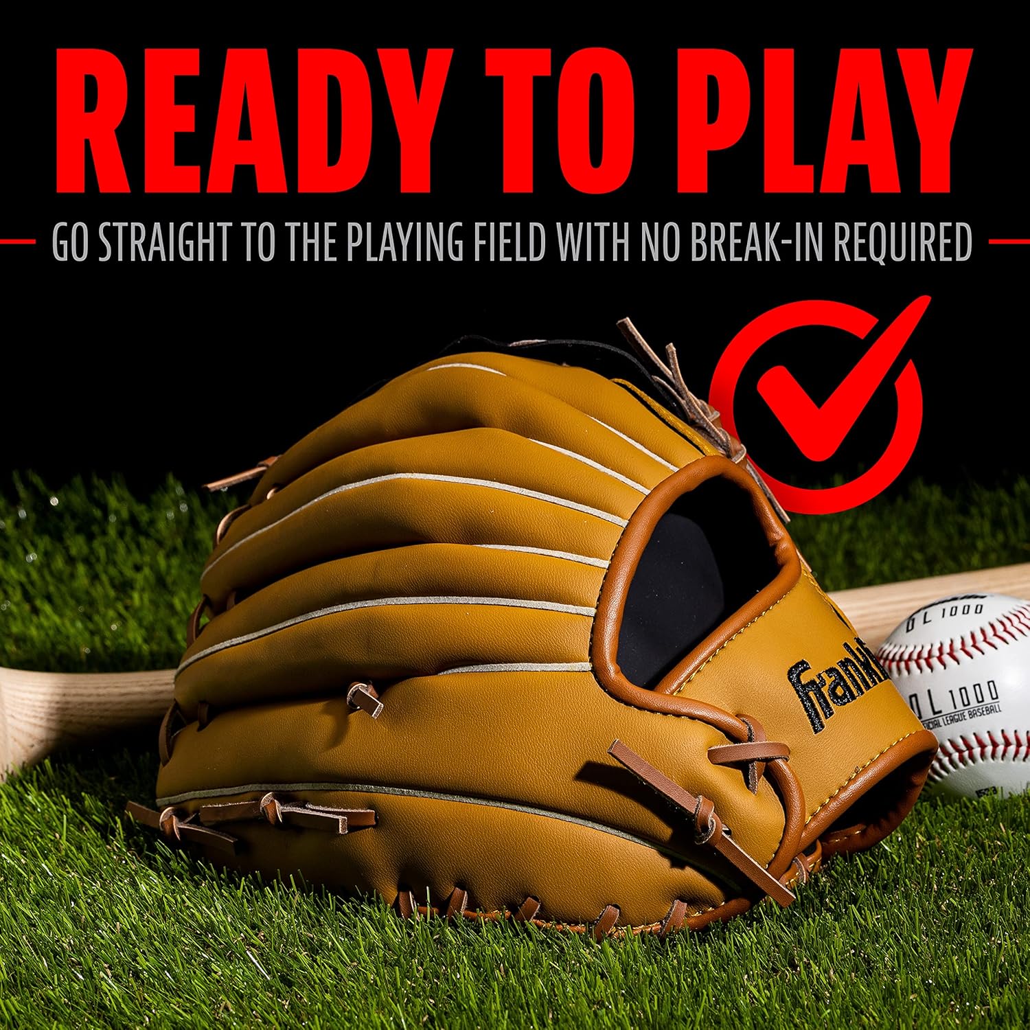 Franklin Sports Field Master Baseball + Softball Glove - Field Master Adult + Youth Baseball + Softball Mitt - Men's + Women's Gloves - Right Hand Throw