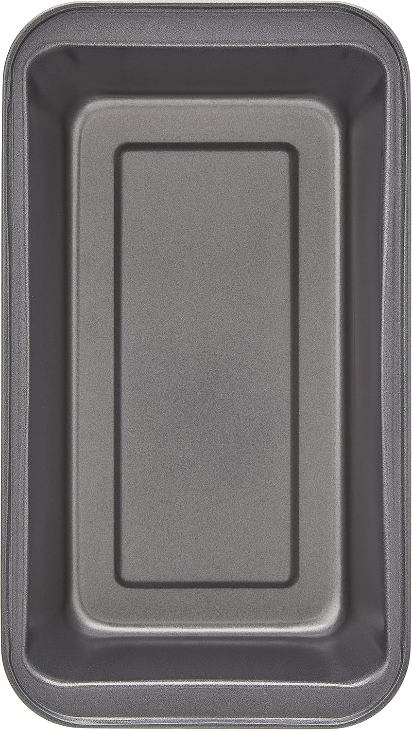 Amazon Basics Rectangular Nonstick Bread Loaf Pan for Baking Meatloaf with Even Heat Distribution, 9.5 x 5 Inch, Gray, Set of 2