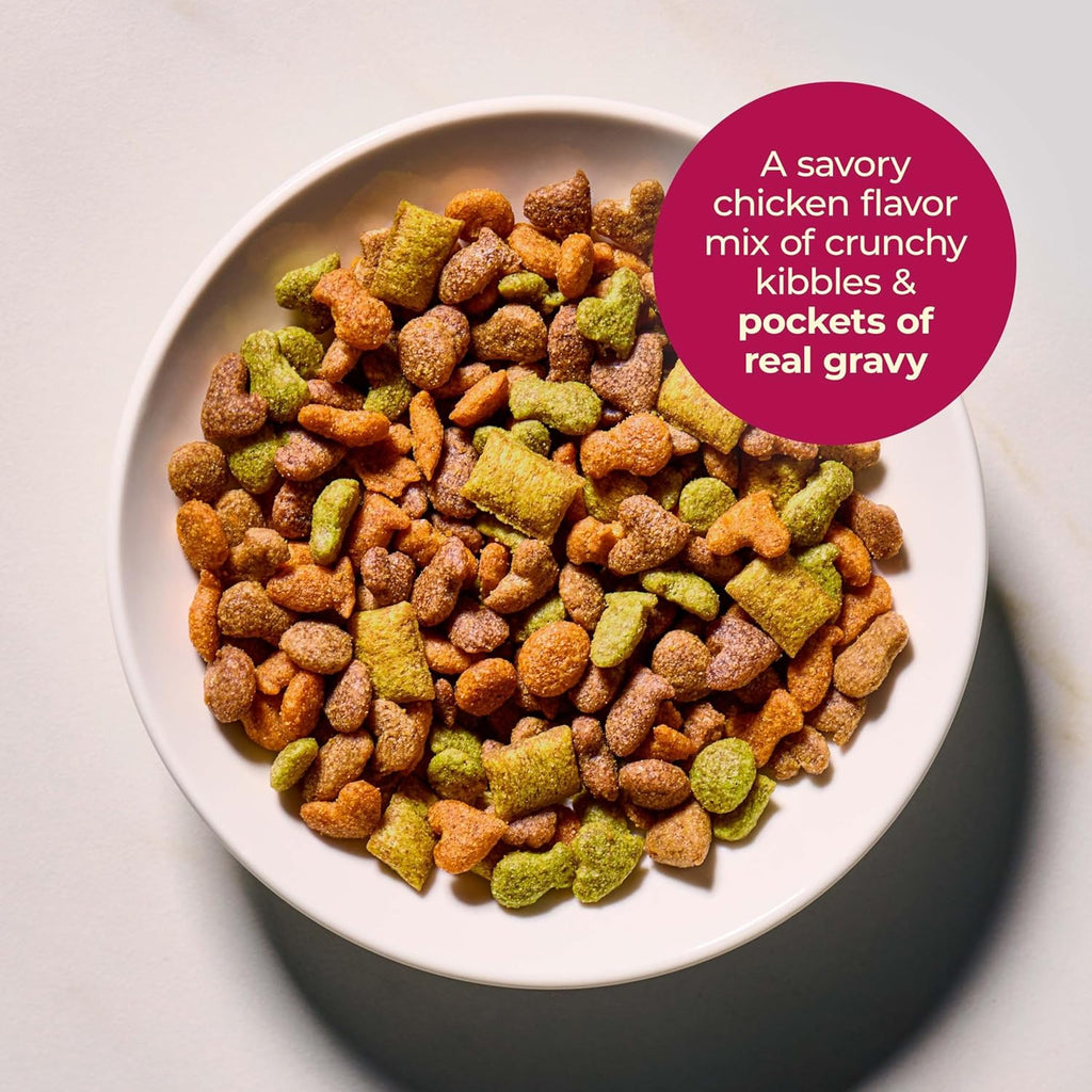 Meow Mix Gravy Bursts, Savory Chicken Flavor Mix, Gravy Filled Dry Cat Food, 3 lb. Bag